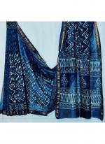 Maheshwari Silk Blue Traditional Wear Block Printed Saree